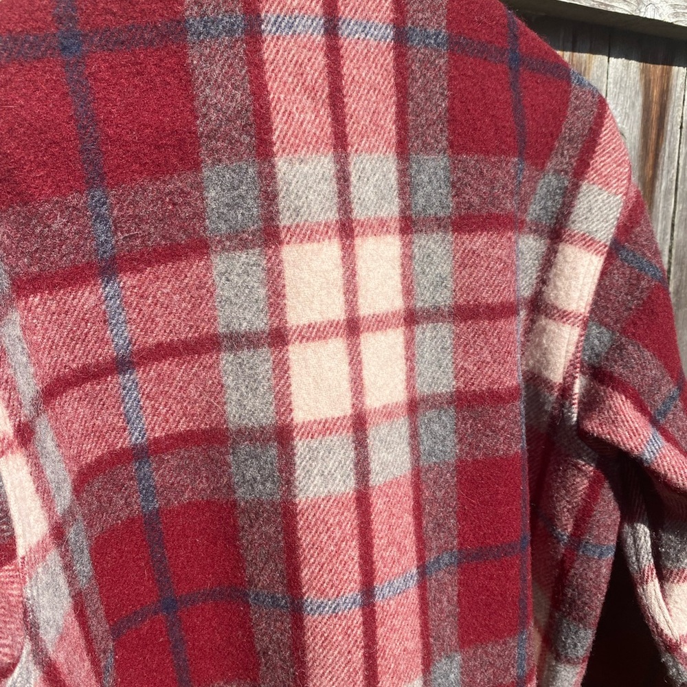 Vintage Eddie Bauer Red and Gray wool Plaid Utility Jacket - Picture 5 of 9